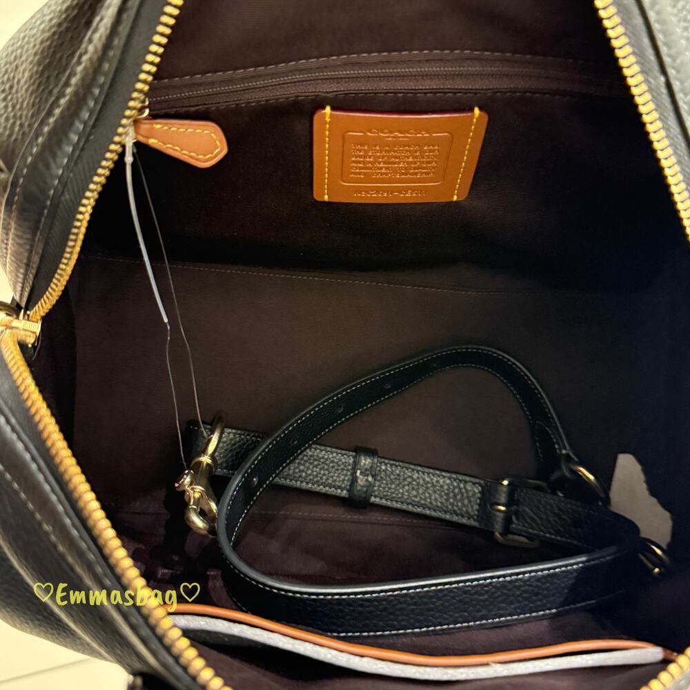 NWT Coach Rowan Large Satchel Bag CES11 pebbled leather/Gold/Black - Picture 7 of 9